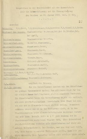 Besprechung vom 31. Januar 1919 über die Notverfassung u.a.